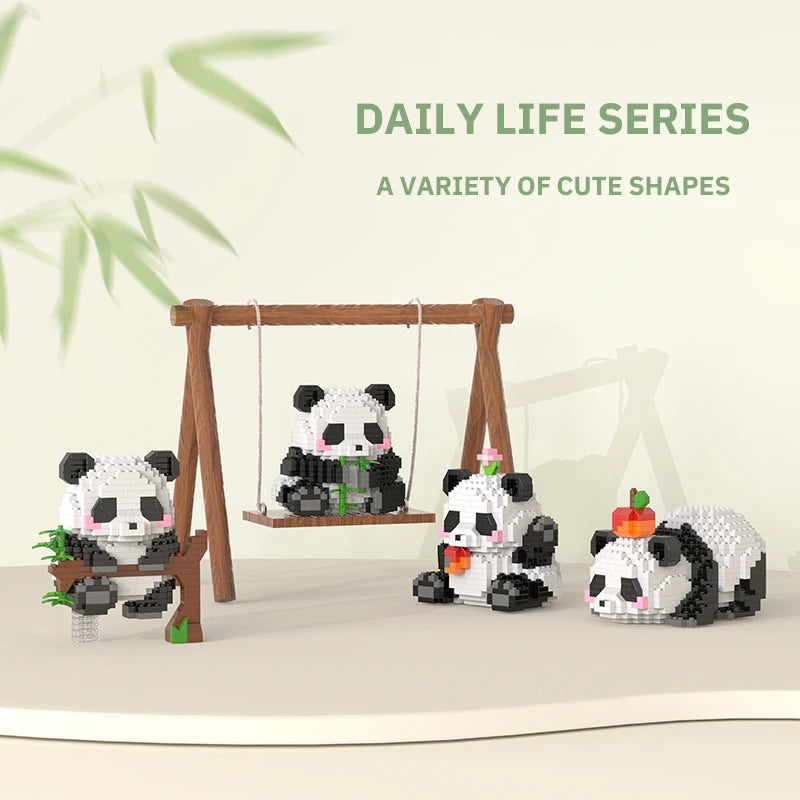 Ensemble de blocs de construction mini panda chinois pour enfants