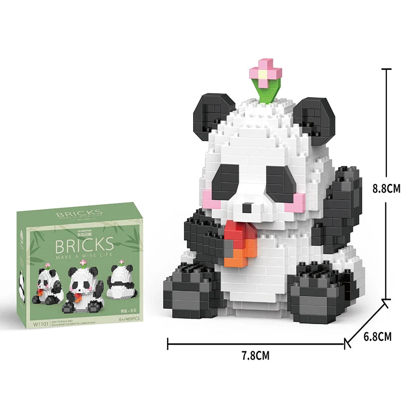 Mini juego de bloques de construcción de panda chino para niños